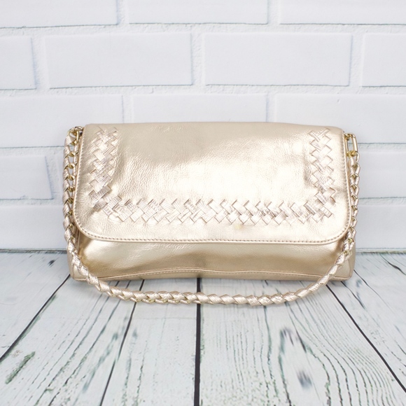 Antonio Melani Metallic Gold Leather Bag Purse - Picture 2 of 8